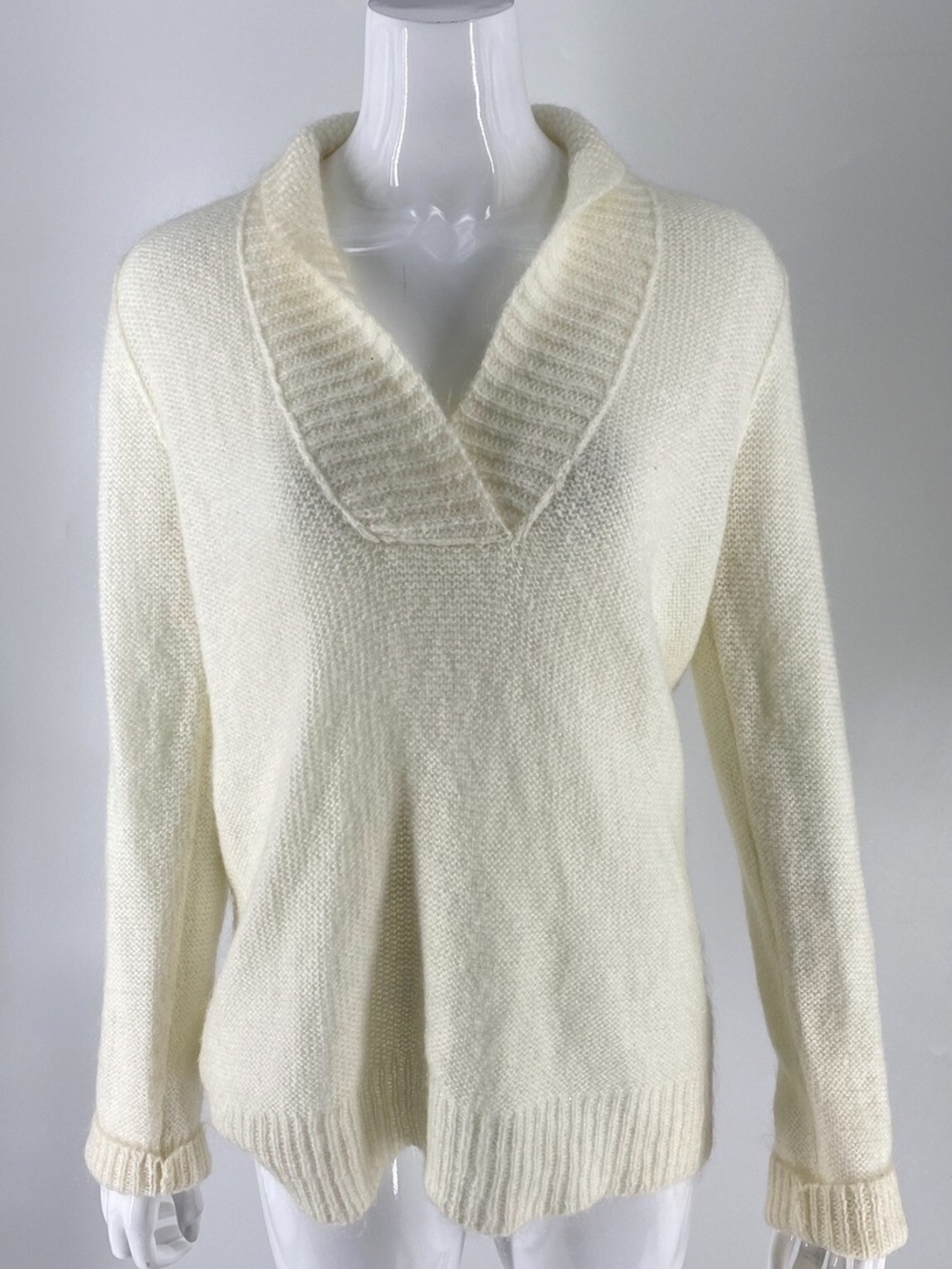 J. Crew Cream Shawl-Collar V-Neck Sweater